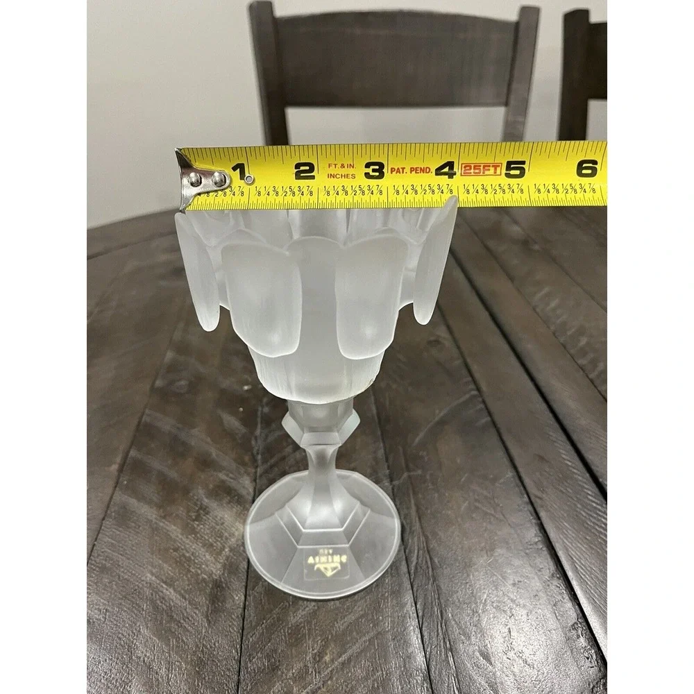 Viking Finnish Crown Satin Crystal Glass‎ Peg Votive Candle Stick Label